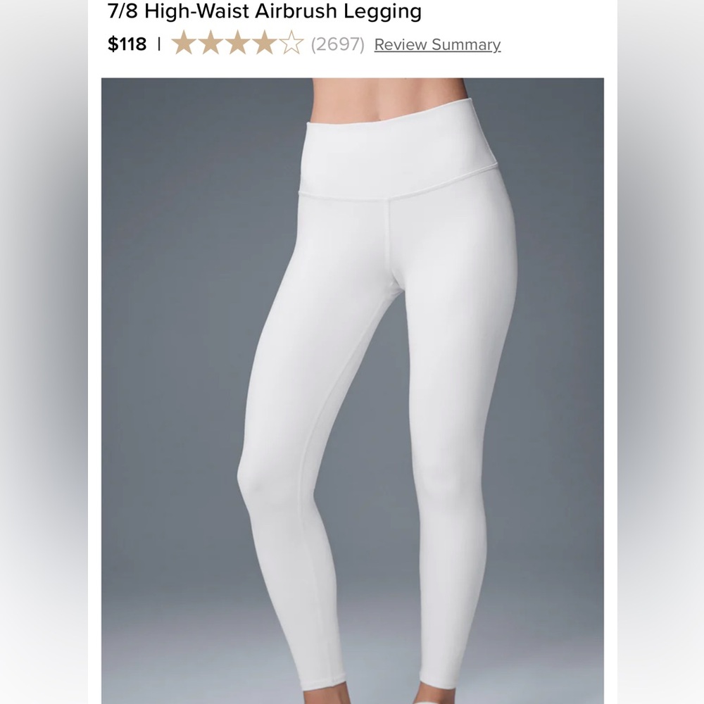 54-$85 NWT Alo Yoga 7/8 High-Waist Airbrush Legging White size S